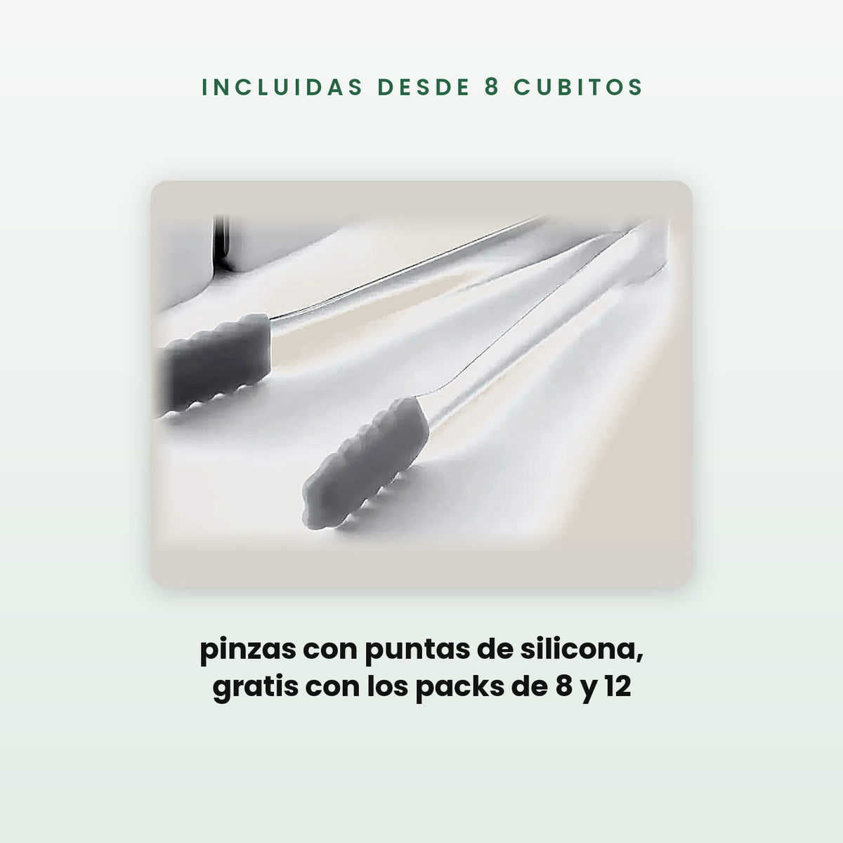 Free silicone-tipped tongs with the 8 and 12 sets
