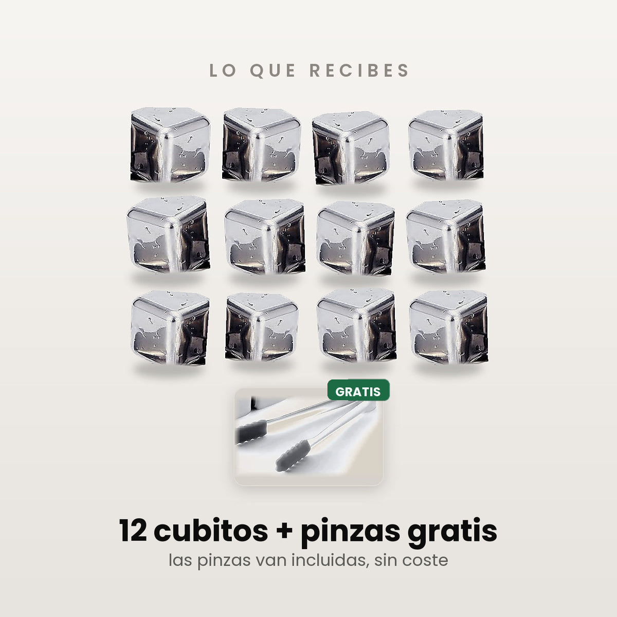 What you get: 12 steel cubes plus free tongs