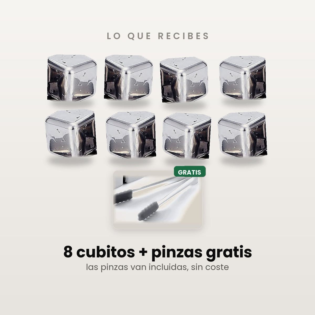 What you get: 8 steel cubes plus free tongs