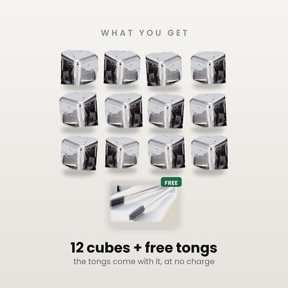 What you get: 12 steel cubes plus free tongs